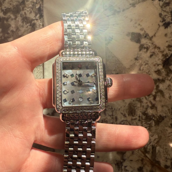 Super Rare Michele Large Deco Diamond Grey Mosaic Watch MW06T01A1977 - Picture 3 of 11